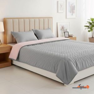 سرویس کامل روتختی نخی دونفره با لحاف پاییزه طوسی