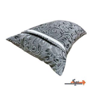 روبالشی زیپدار مخمل طرح برحسته طوسی