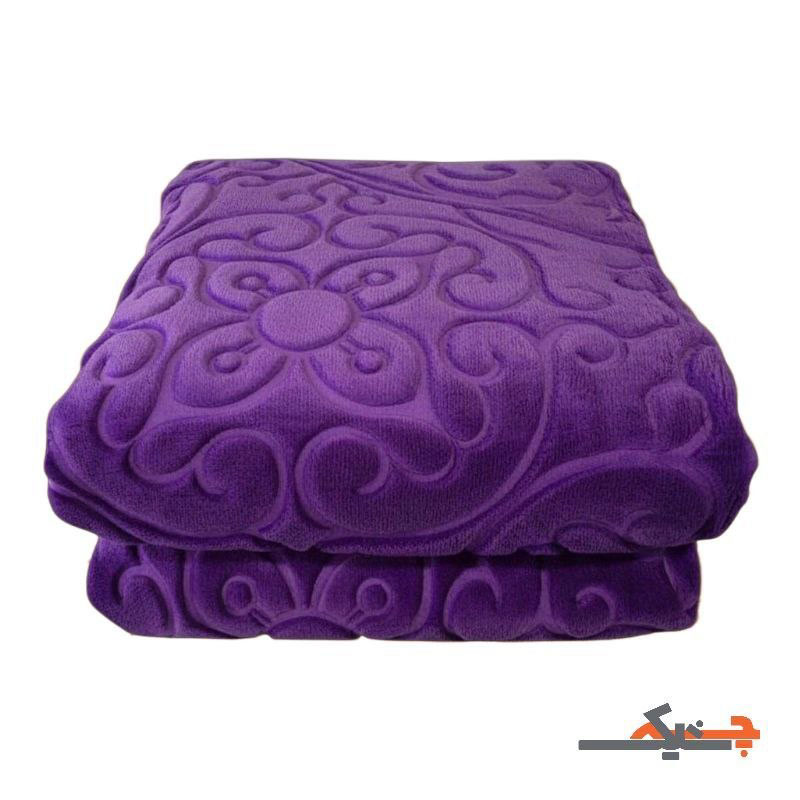 پتو یکنفره گلبافت طرح برجسته بنفش